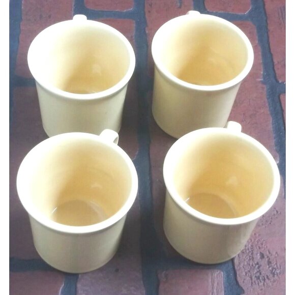 4 Homer Laughlin Fiesta Ware Coffee Mugs Yellow round handle - Picture 5 of 10